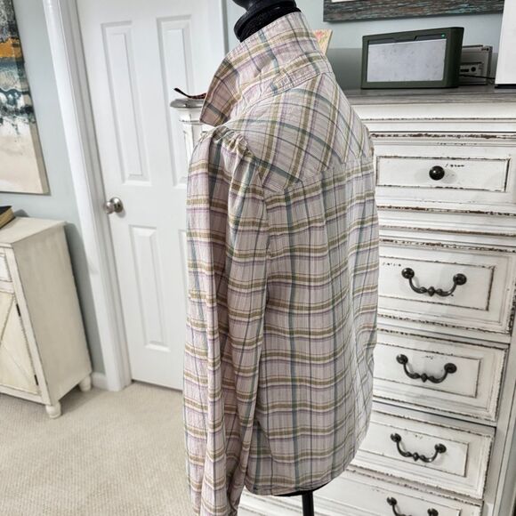 Wrap London Plaid long sleeve Button-Up relaxed fit Shirt- EUC- size4 - Picture 8 of 16